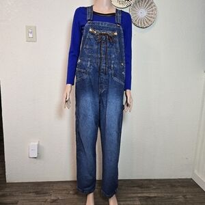 Vintage Carolina Blues Denim Overalls Women’s Medium Wide Leg Y2K Fall Outdoors